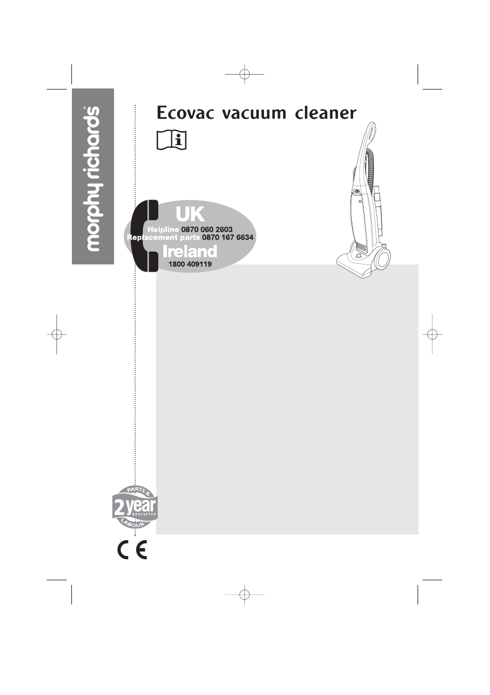 Morphy Richards Ecovac vacuum cleaner User Manual | 8 pages