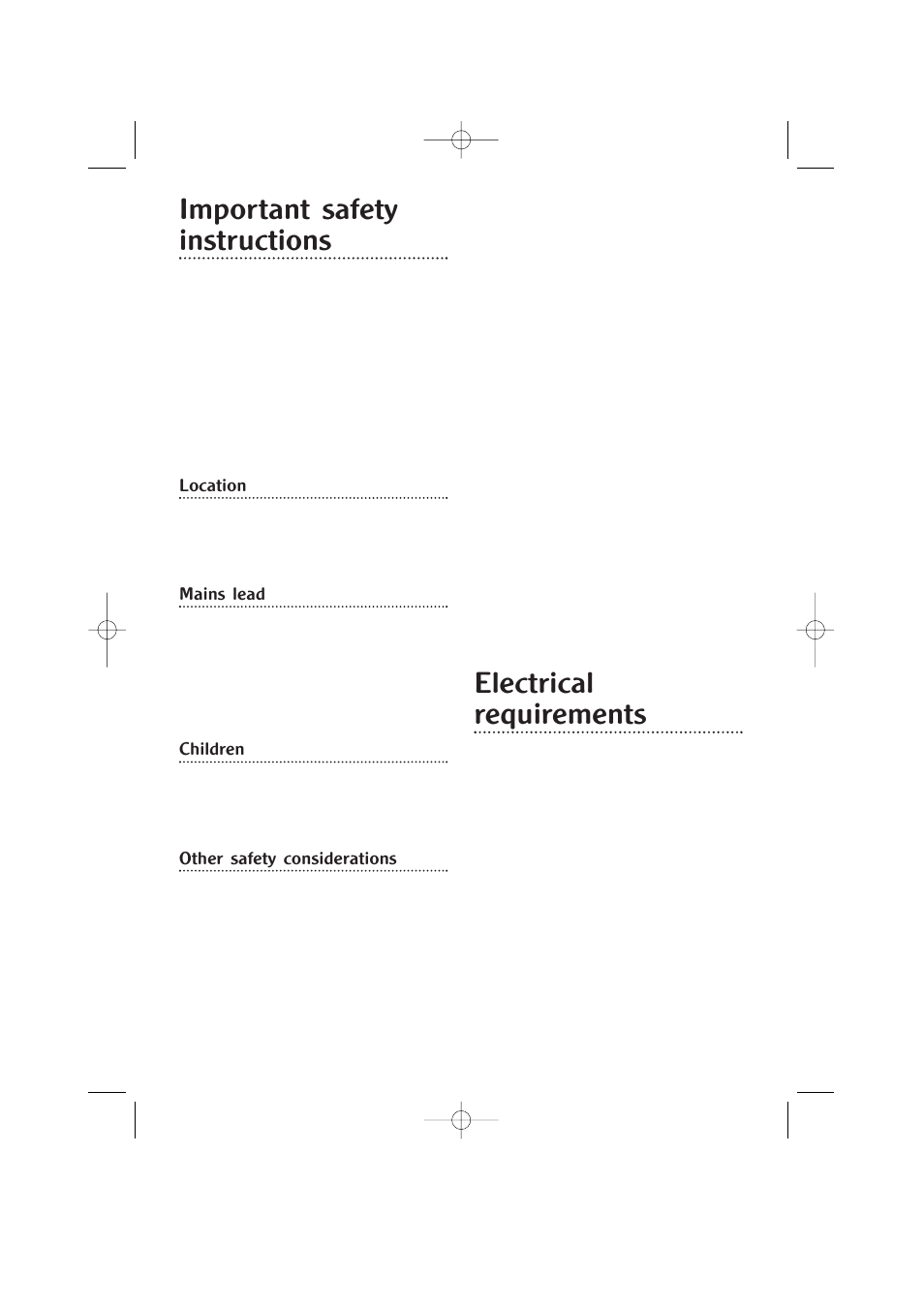 Important safety instructions, Electrical requirements, Location | Mains lead, Children, Other safety considerations | Morphy Richards Ecovac vacuum cleaner User Manual | Page 2 / 8