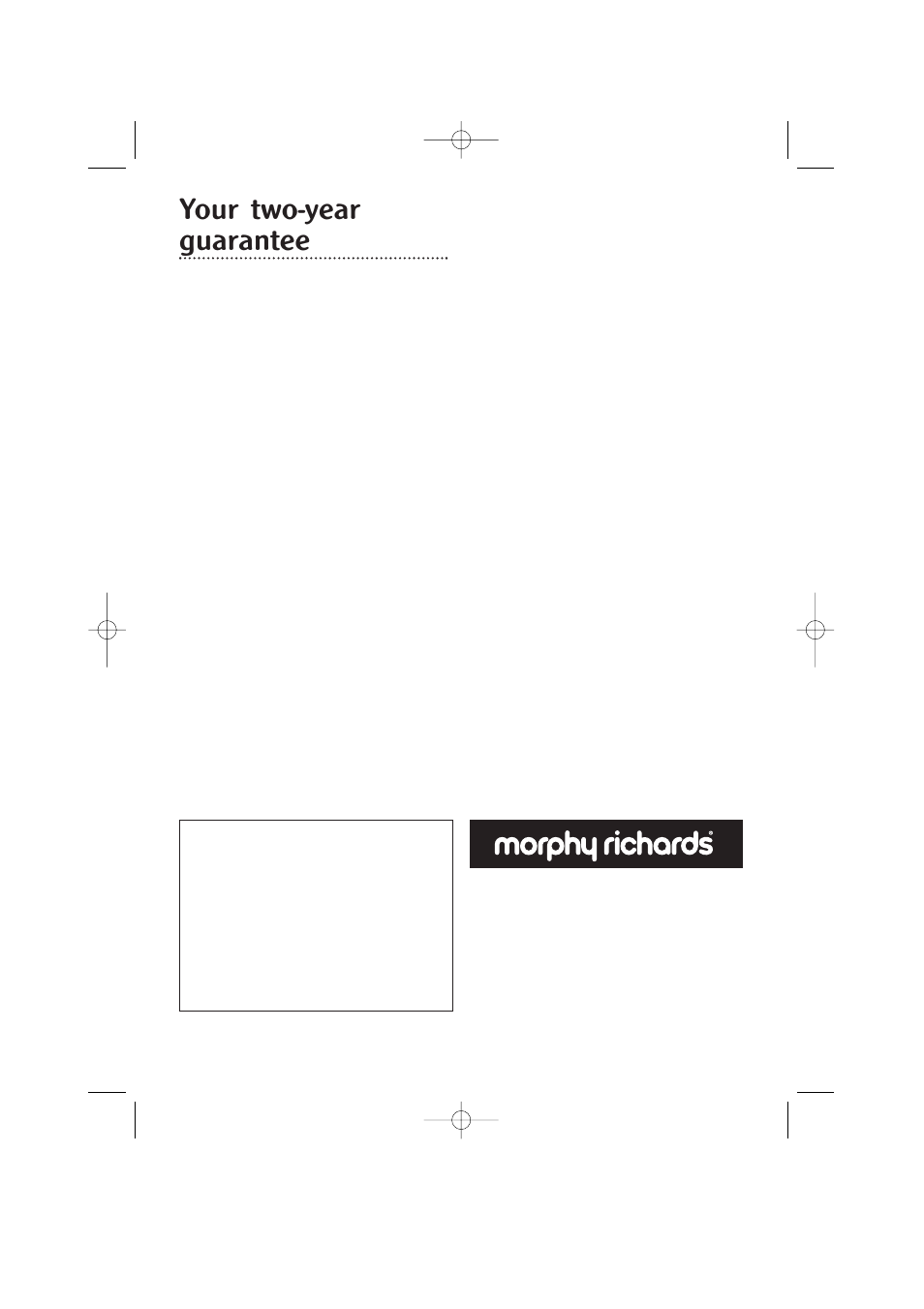 Your two-year guarantee | Morphy Richards Ecovac vacuum cleaner User Manual | Page 8 / 8