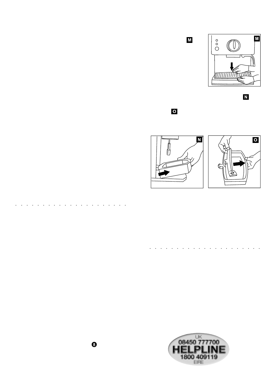 Helpline, Descaling | Morphy Richards espresso User Manual | Page 7 / 8