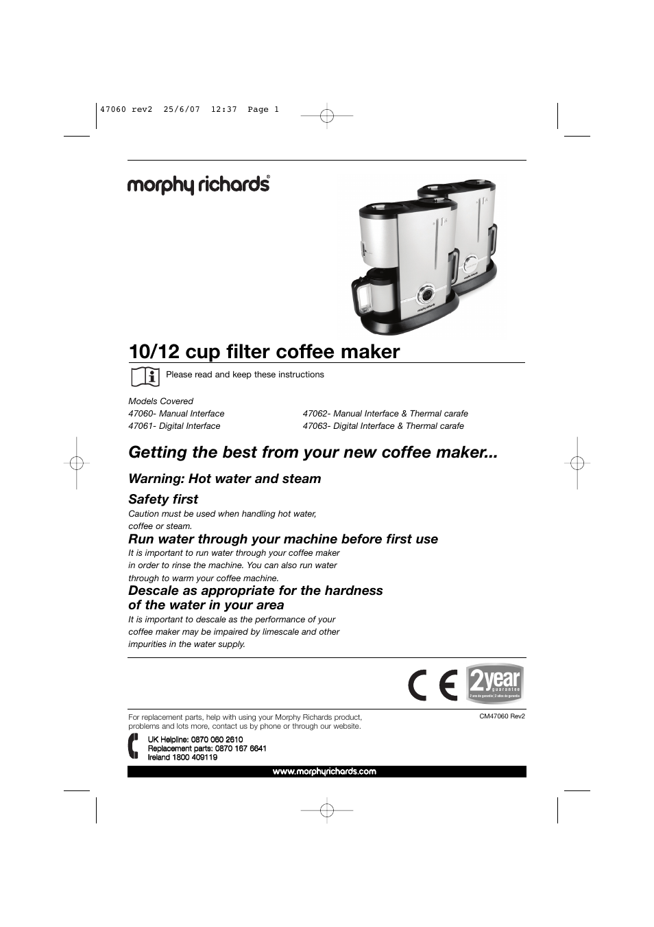 Morphy Richards 47062 User Manual | 16 pages