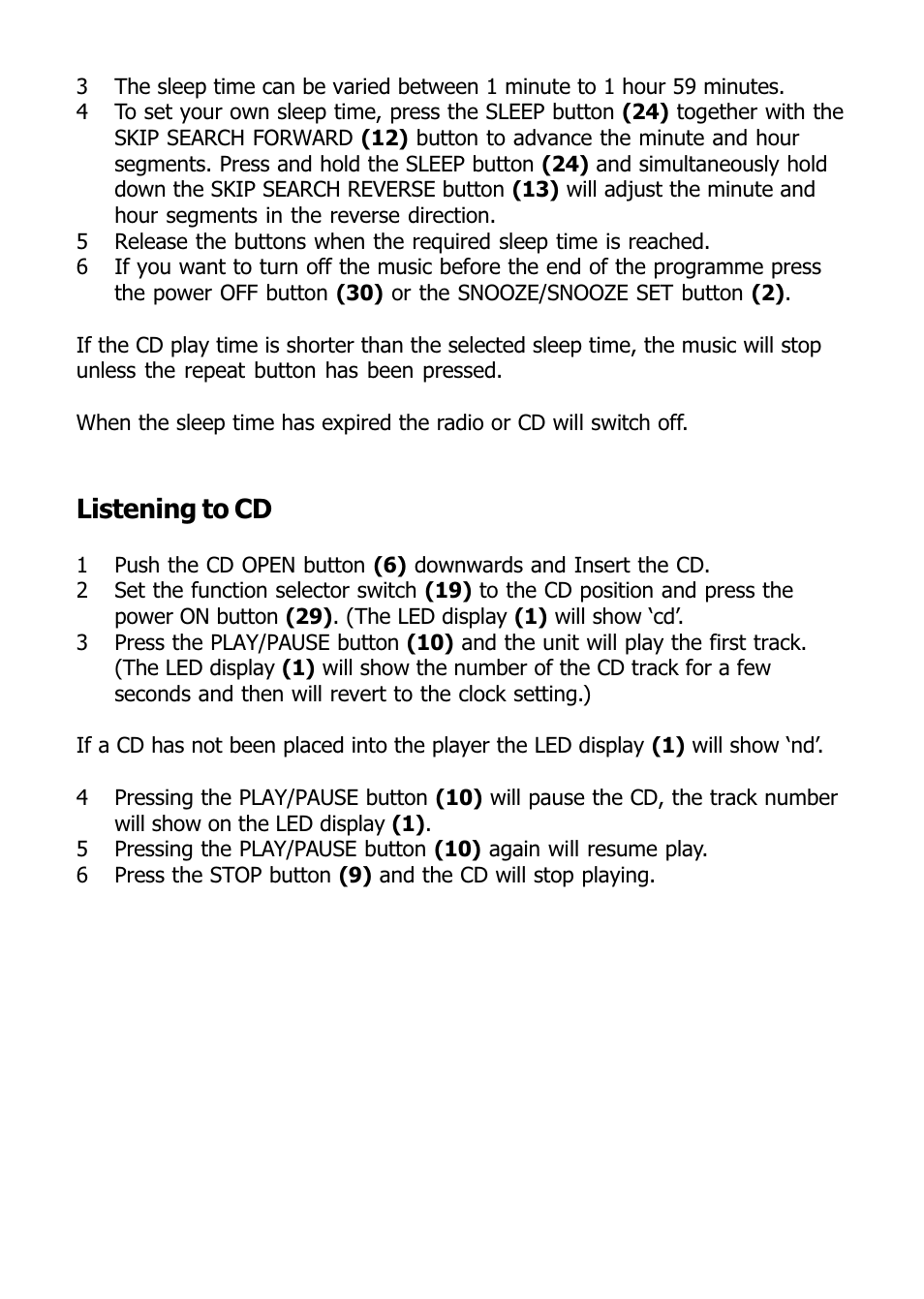 Listening to cd | Morphy Richards 29000 User Manual | Page 10 / 16