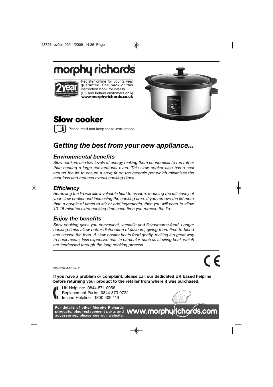 Morphy Richards Slow Cooker User Manual | 20 pages