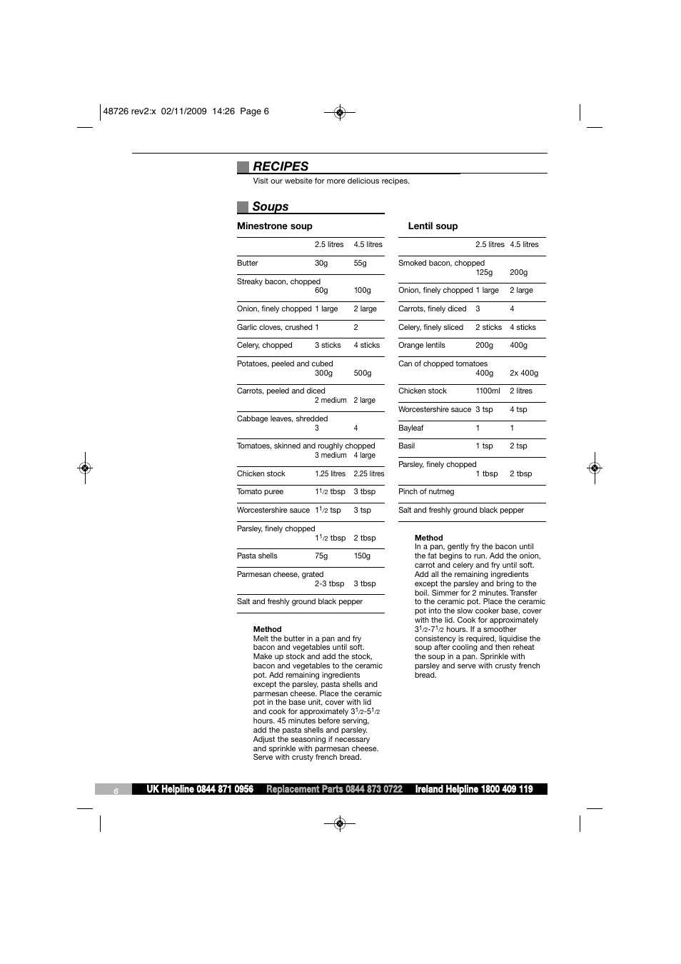 Soups, Recipes | Morphy Richards Slow Cooker User Manual | Page 6 / 20