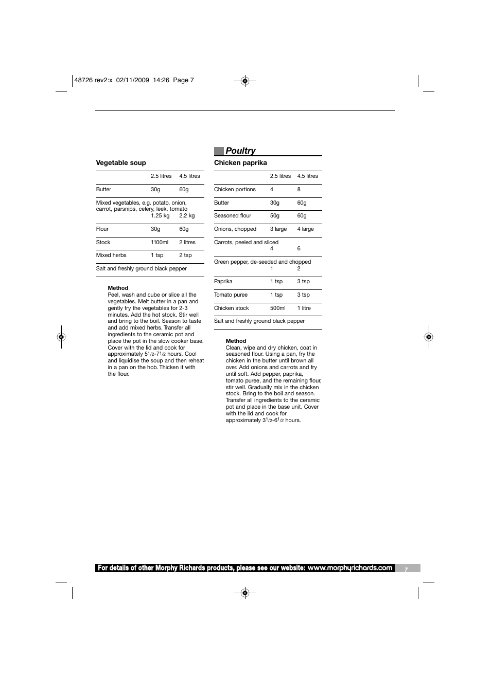 Poultry | Morphy Richards Slow Cooker User Manual | Page 7 / 20