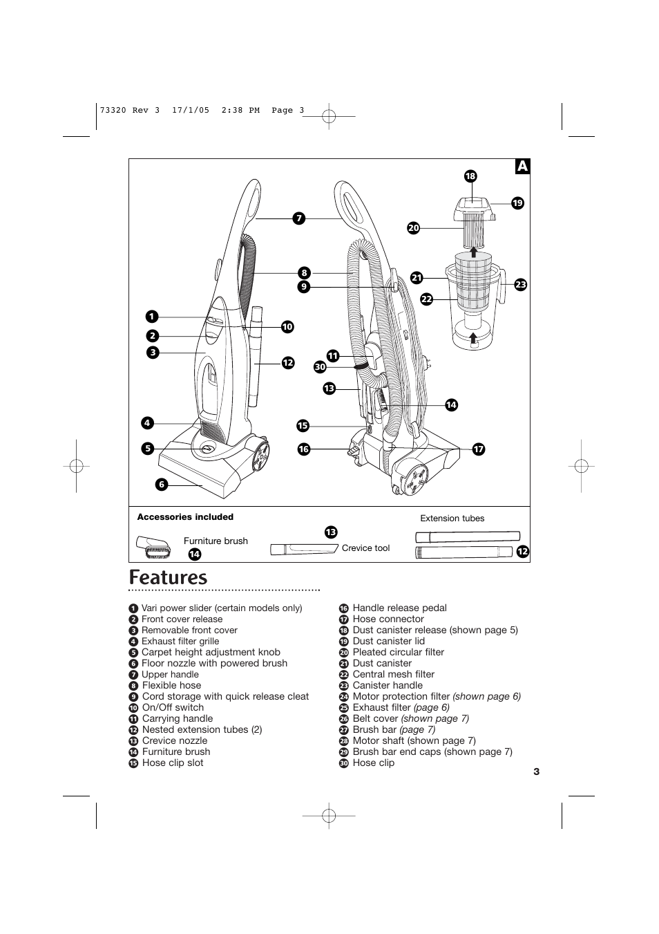 Features | Morphy Richards Upright Bagless Vacuum Cleaner User Manual | Page 3 / 8