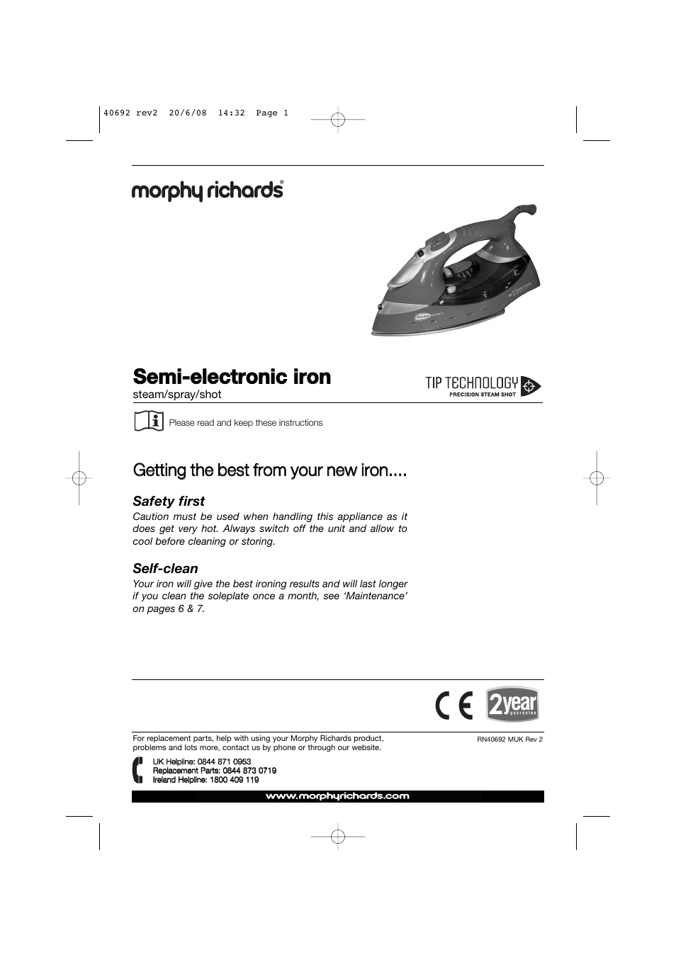 Morphy Richards 40692 User Manual | 8 pages