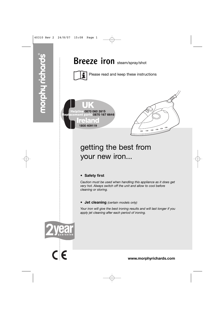 Morphy Richards 40310 User Manual | 8 pages