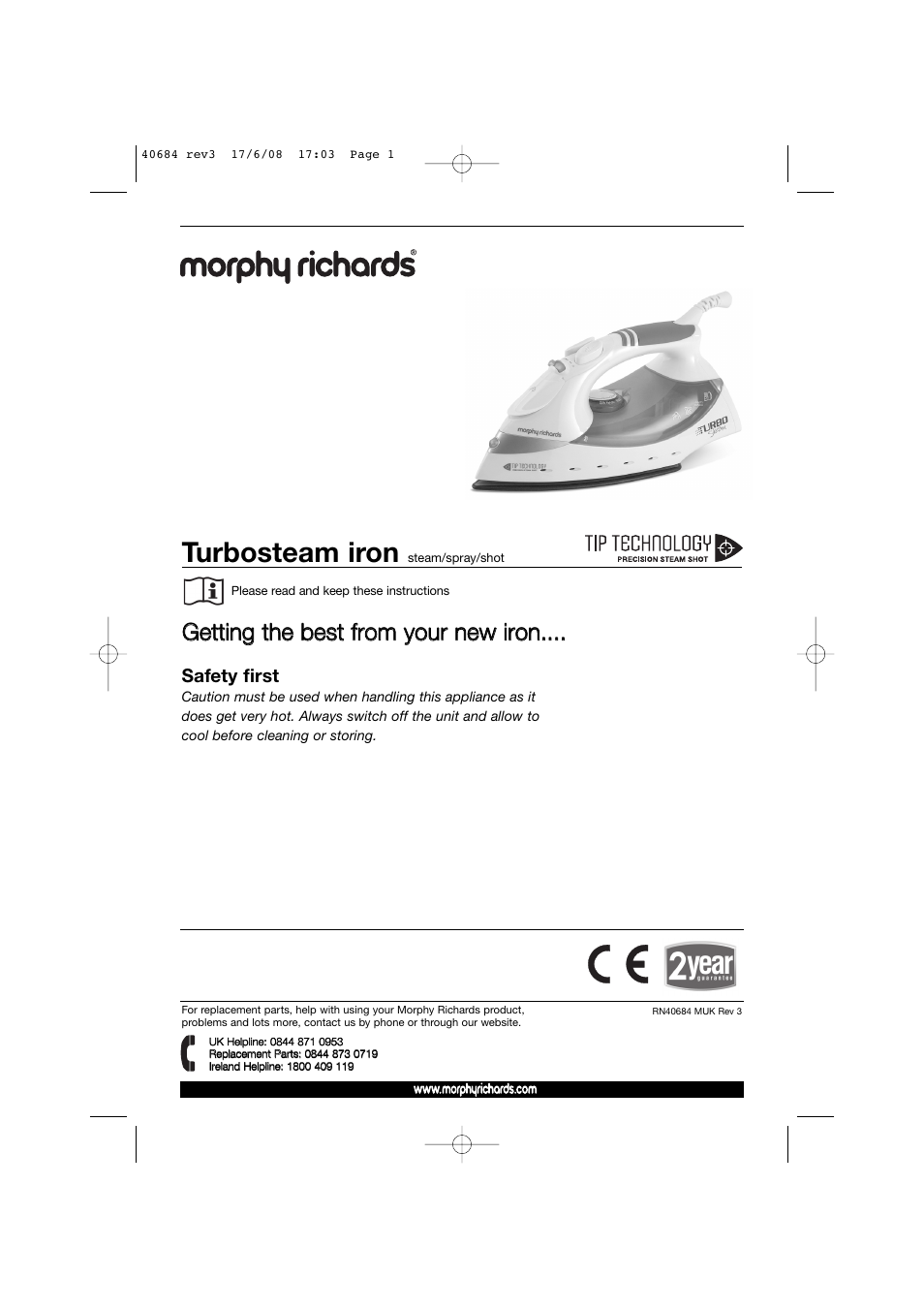 Morphy Richards 40684 User Manual | 8 pages