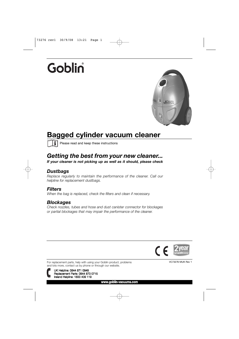 Morphy Richards Goblin 73276 User Manual | 8 pages
