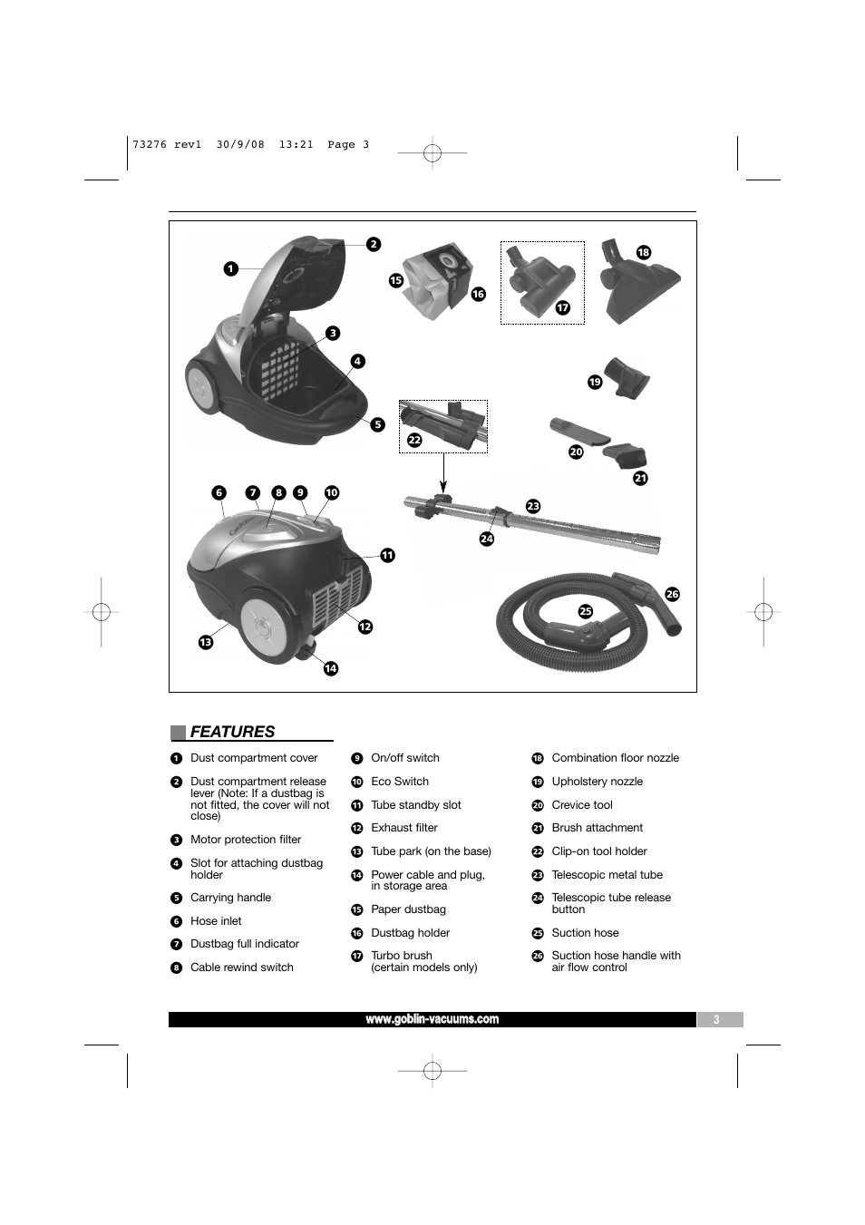 Features | Morphy Richards Goblin 73276 User Manual | Page 3 / 8