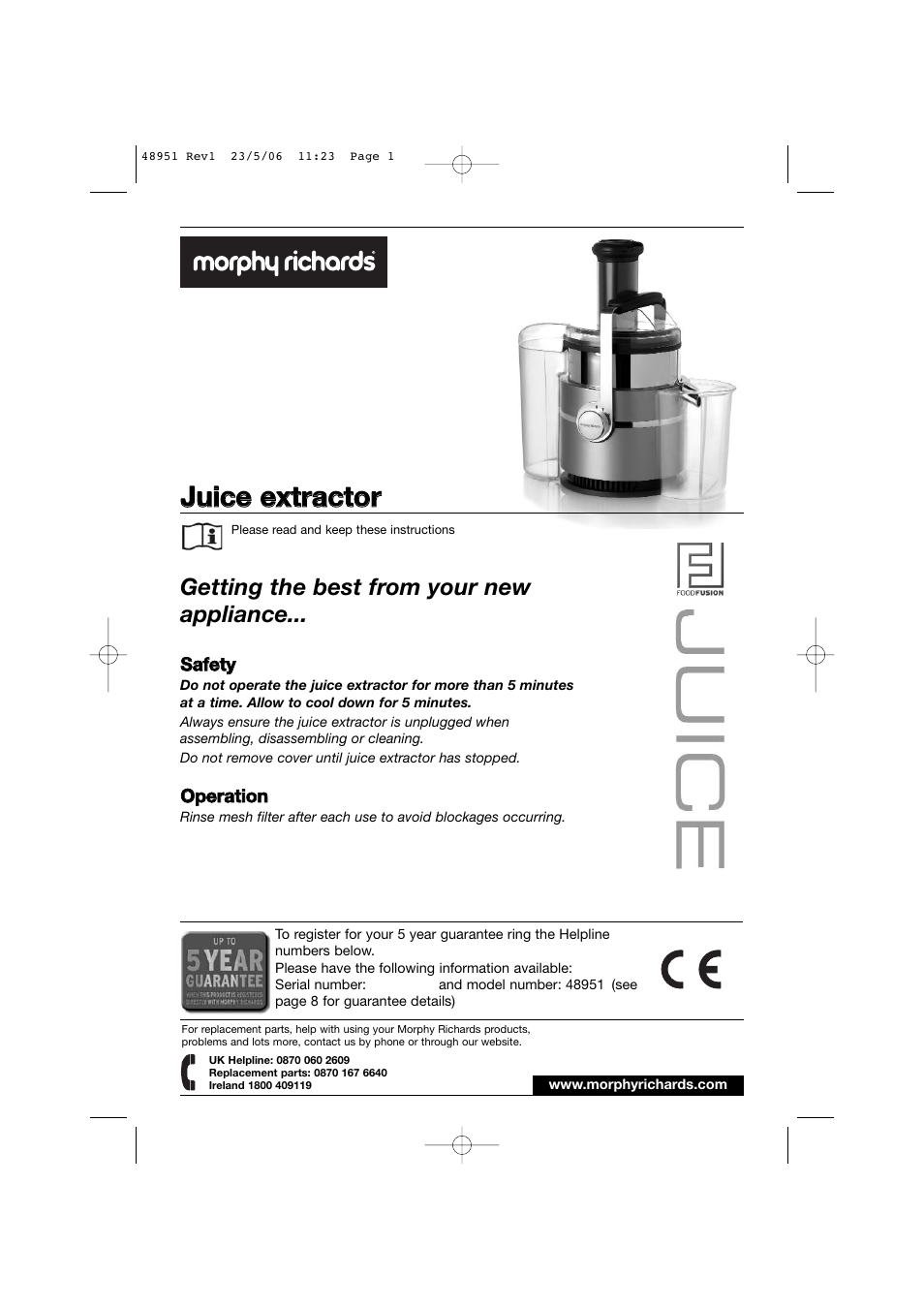 Morphy Richards 48951 User Manual | 8 pages