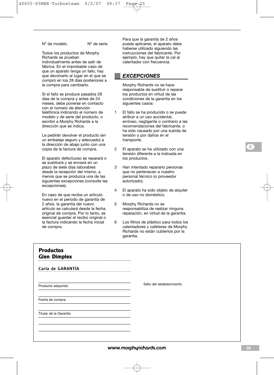 Morphy Richards Turbo steam iron steam User Manual | Page 25 / 72