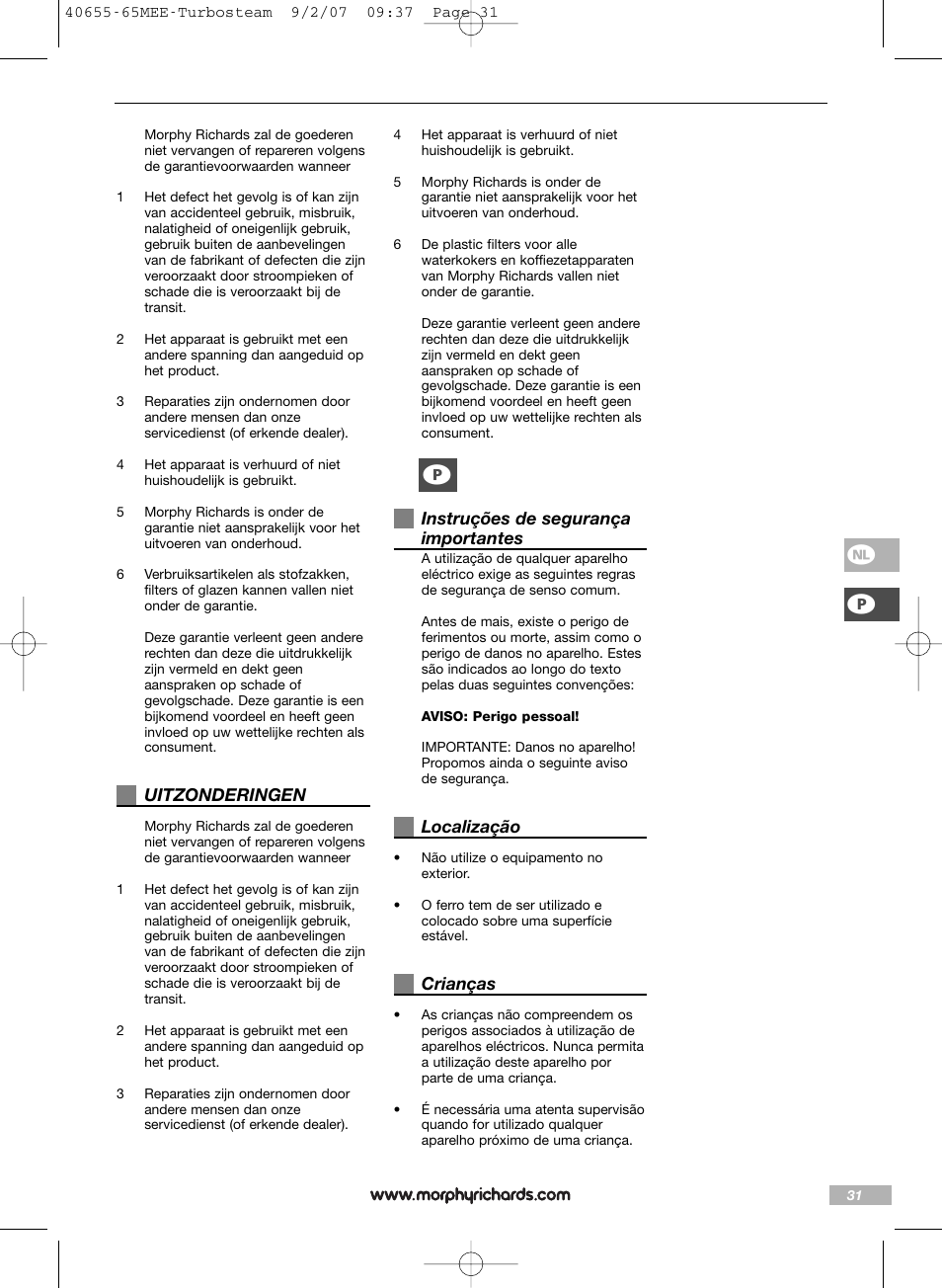 Ph p | Morphy Richards Turbo steam iron steam User Manual | Page 31 / 72