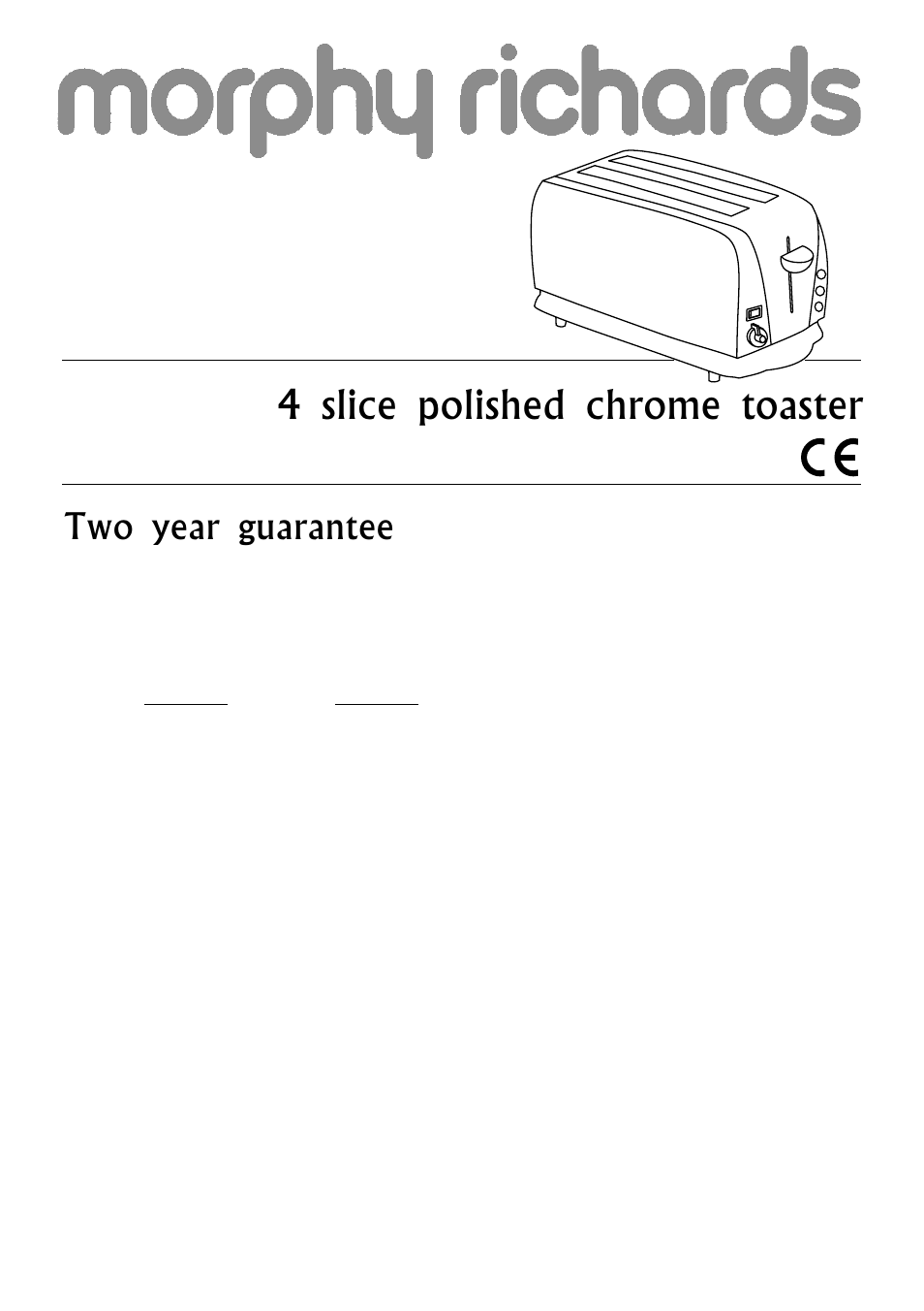 Morphy Richards 4 slice polished chrome toaster User Manual | 4 pages