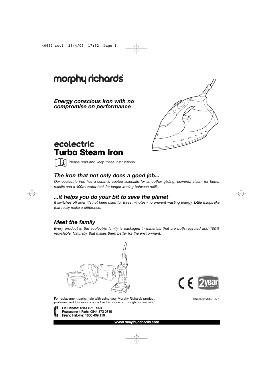 Morphy Richards 40652 User Manual | 8 pages