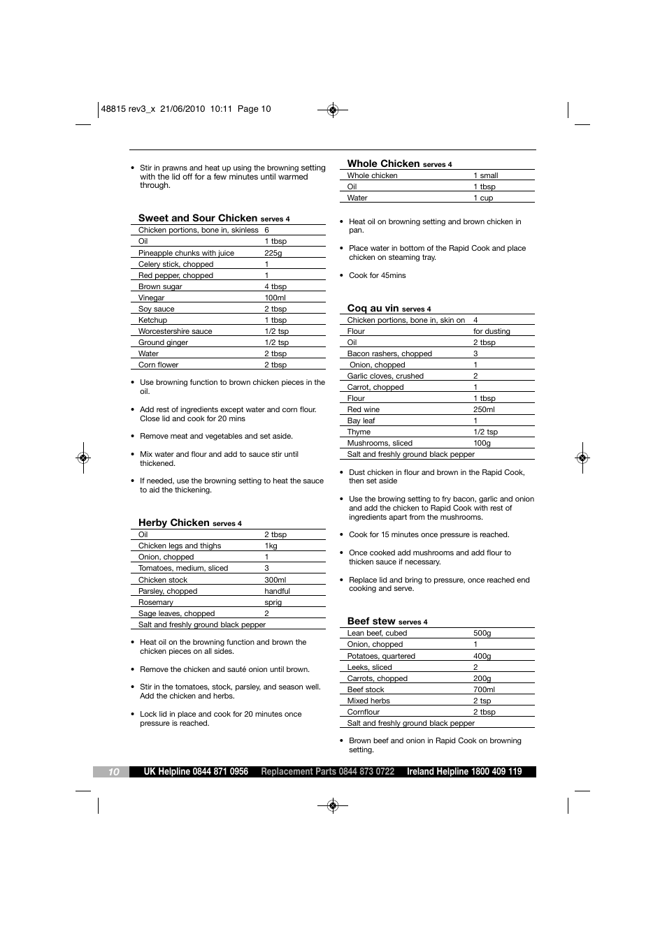 Morphy Richards RAPID COOK MC48815 User Manual | Page 10 / 16