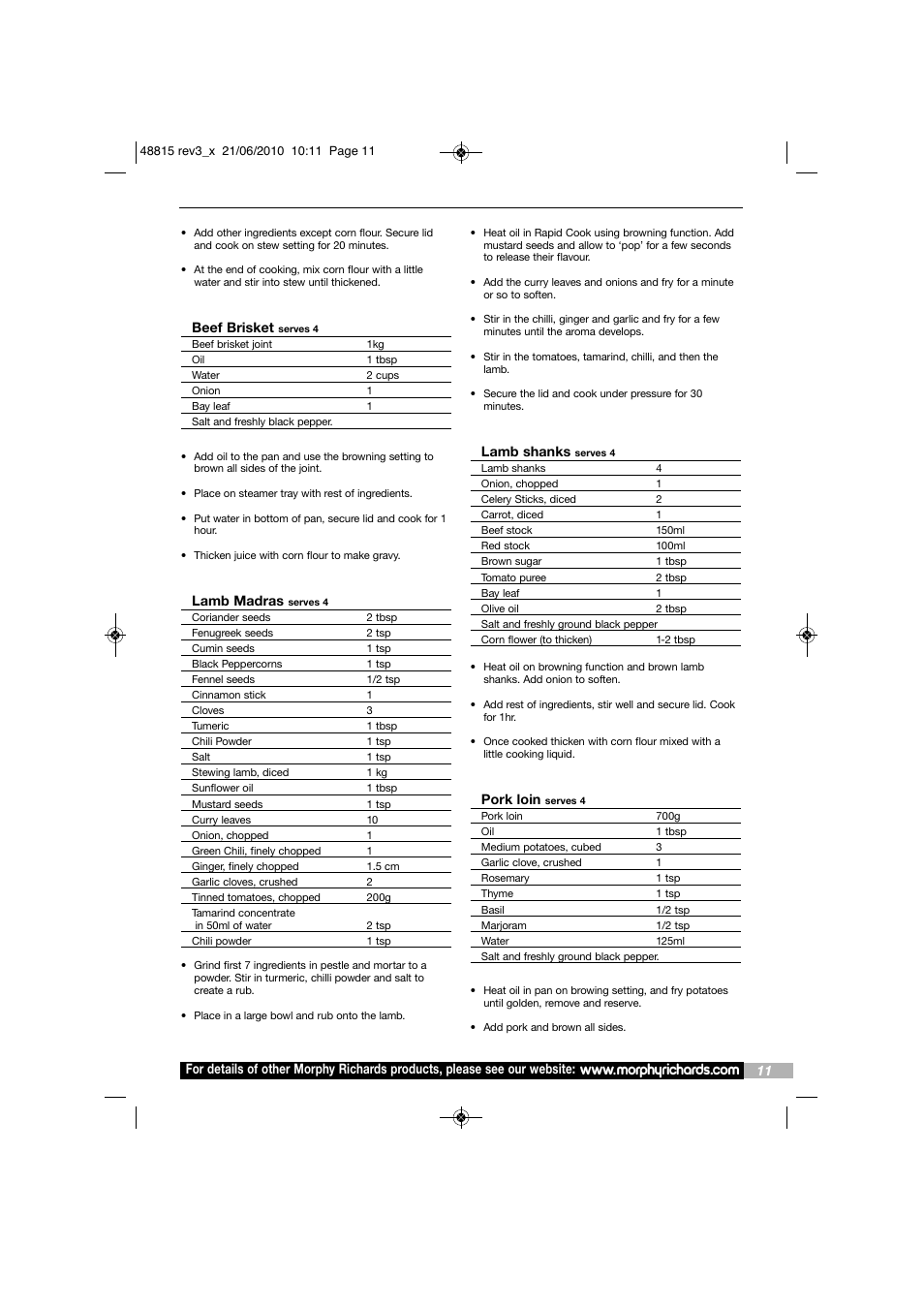 Morphy Richards RAPID COOK MC48815 User Manual | Page 11 / 16