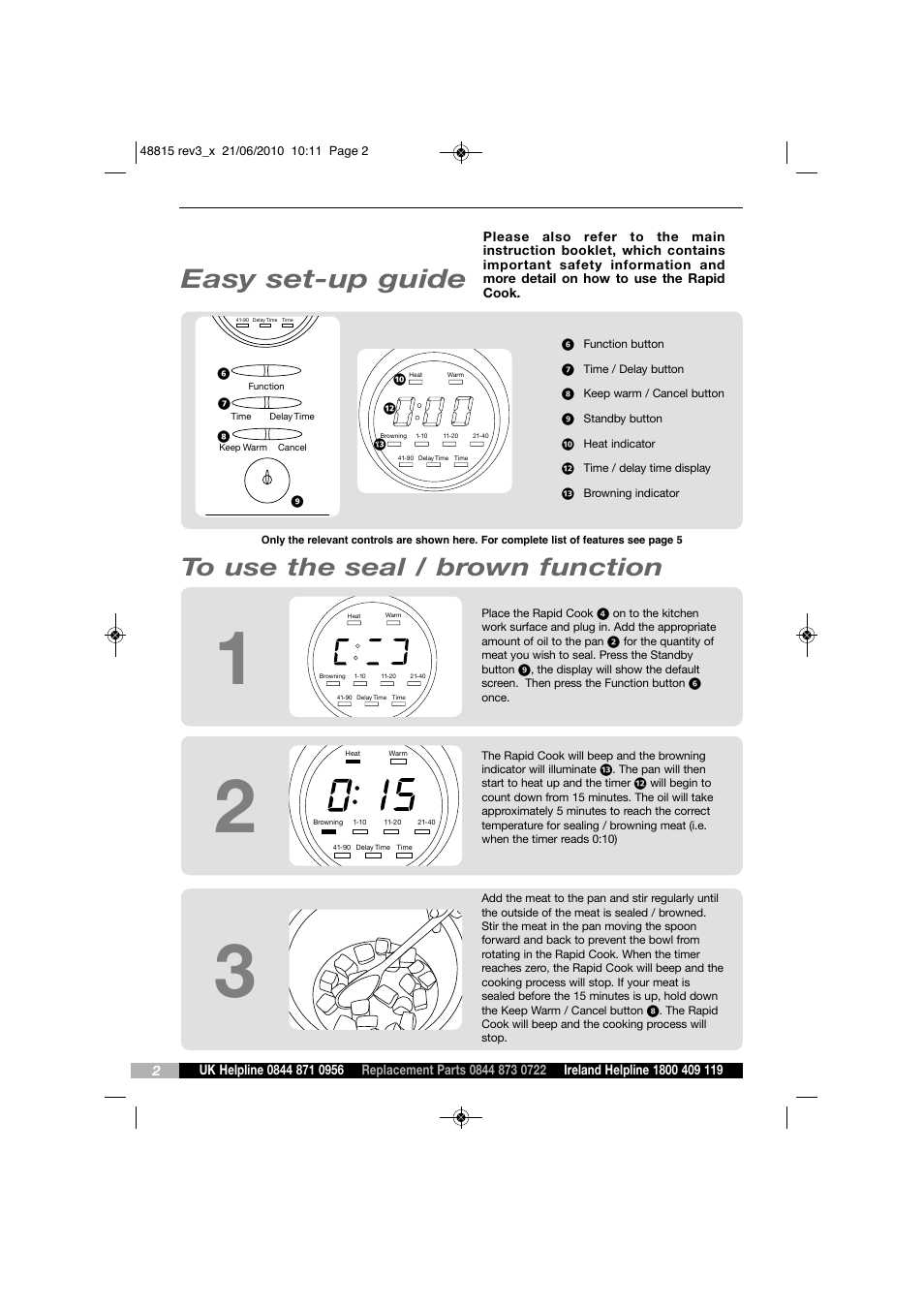 Easy set-up guide | Morphy Richards RAPID COOK MC48815 User Manual | Page 2 / 16