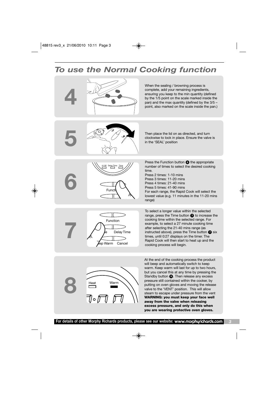 Morphy Richards RAPID COOK MC48815 User Manual | Page 3 / 16