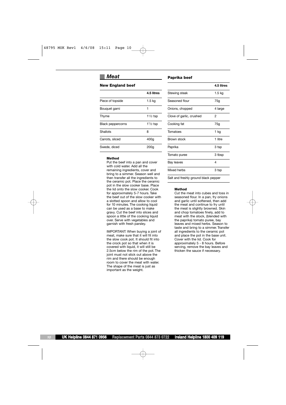 Meat | Morphy Richards 48795 User Manual | Page 10 / 20
