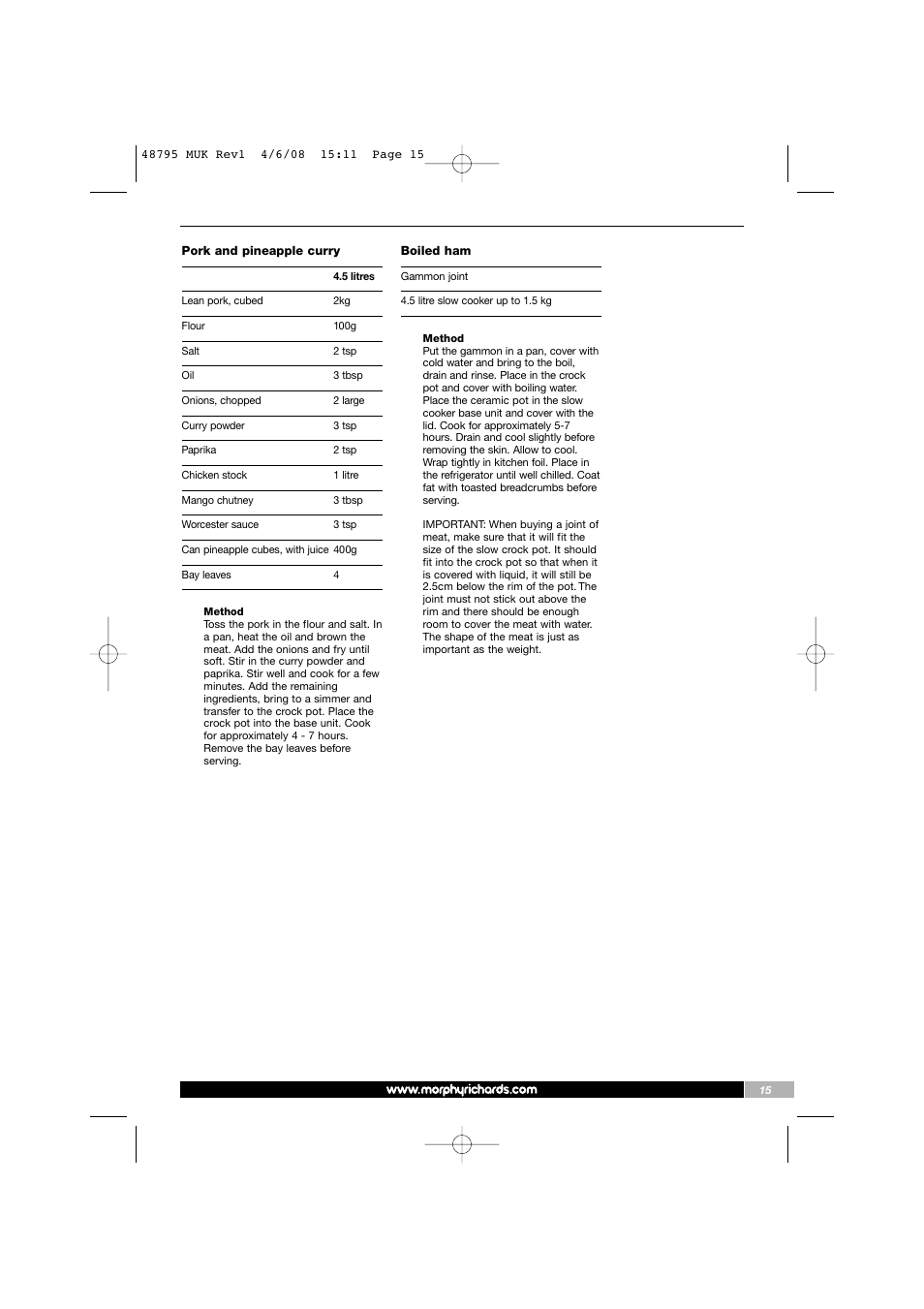 Morphy Richards 48795 User Manual | Page 15 / 20