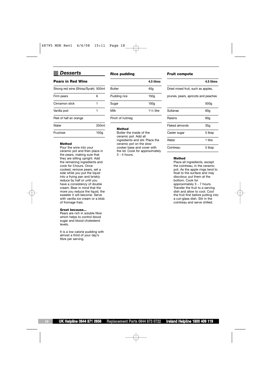 Desserts | Morphy Richards 48795 User Manual | Page 18 / 20