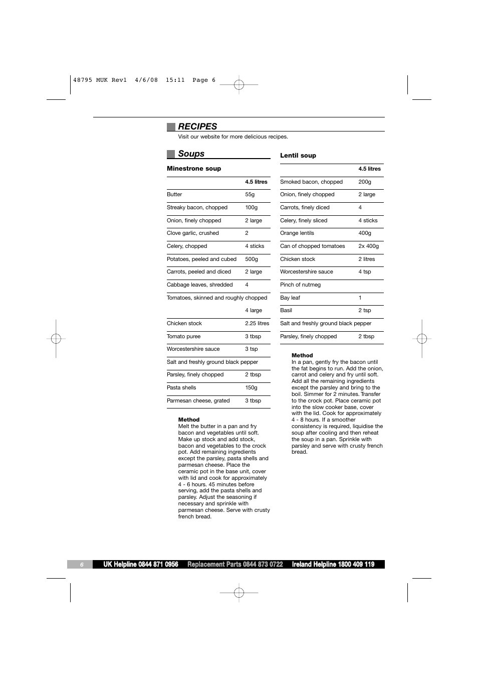 Soups, Recipes | Morphy Richards 48795 User Manual | Page 6 / 20