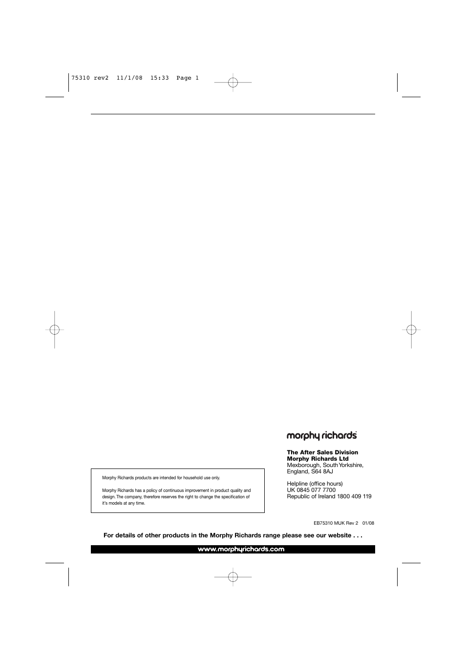 Morphy Richards EB75310 User Manual | 12 pages