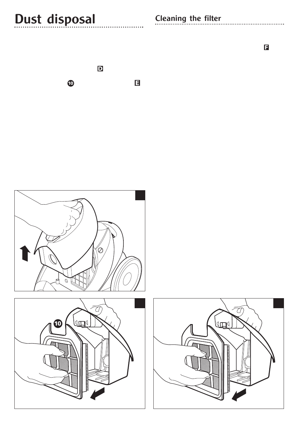 Dust disposal, Cleaning the filter | Morphy Richards Orb vacuum cleaner User Manual | Page 5 / 8