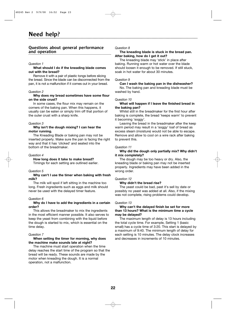 Need help, Questions about general performance and operation | Morphy Richards 48245 User Manual | Page 22 / 26