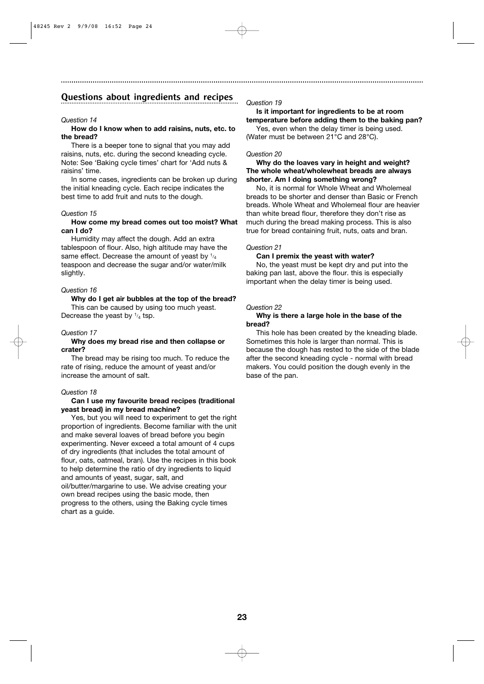 Questions about ingredients and recipes | Morphy Richards 48245 User Manual | Page 23 / 26