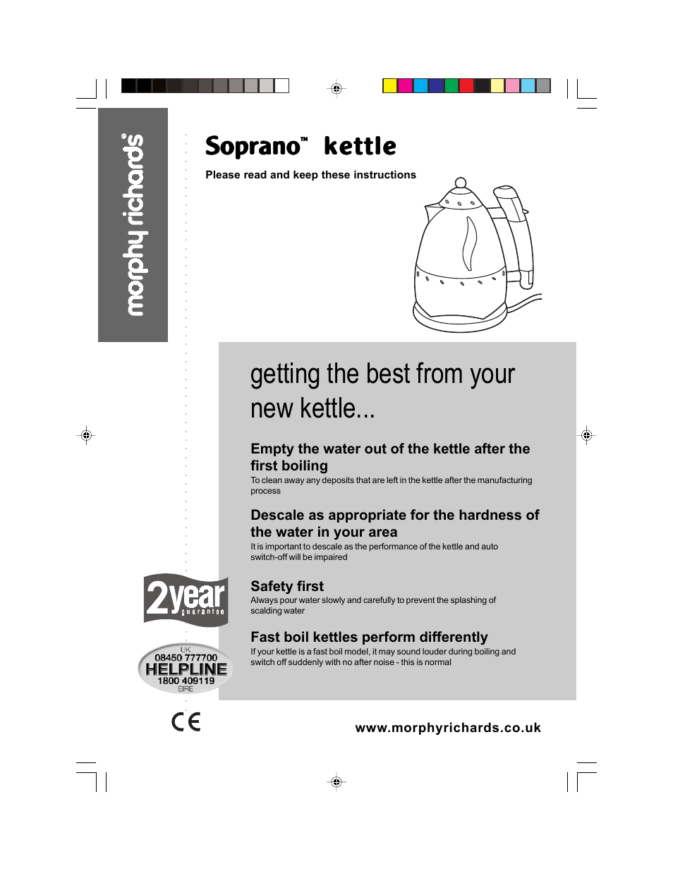 Morphy Richards Soprano kettle User Manual | 6 pages