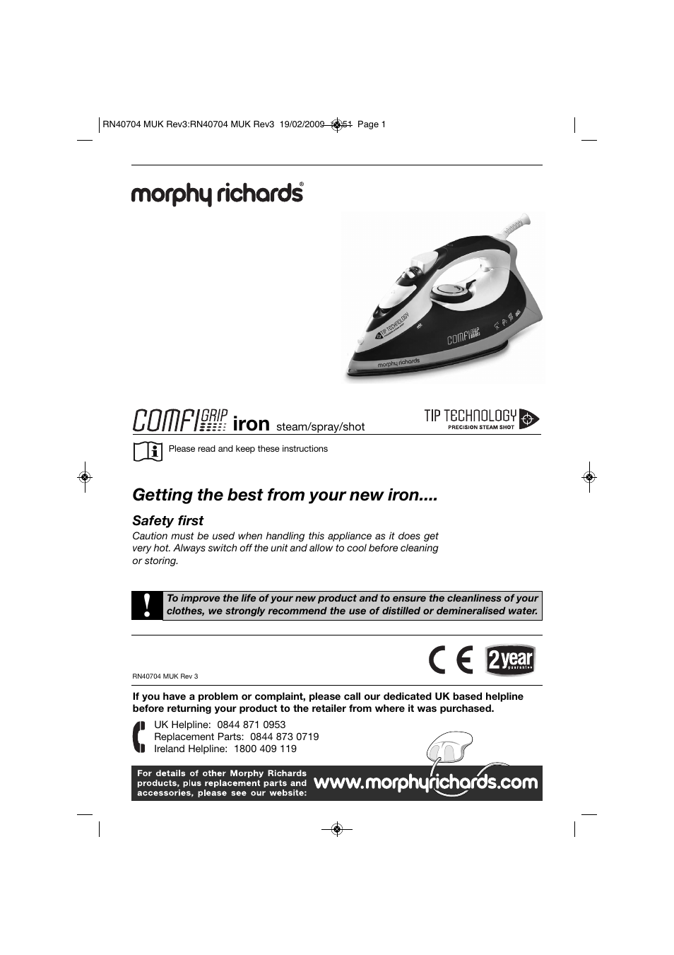 Morphy Richards 40734 User Manual | 8 pages