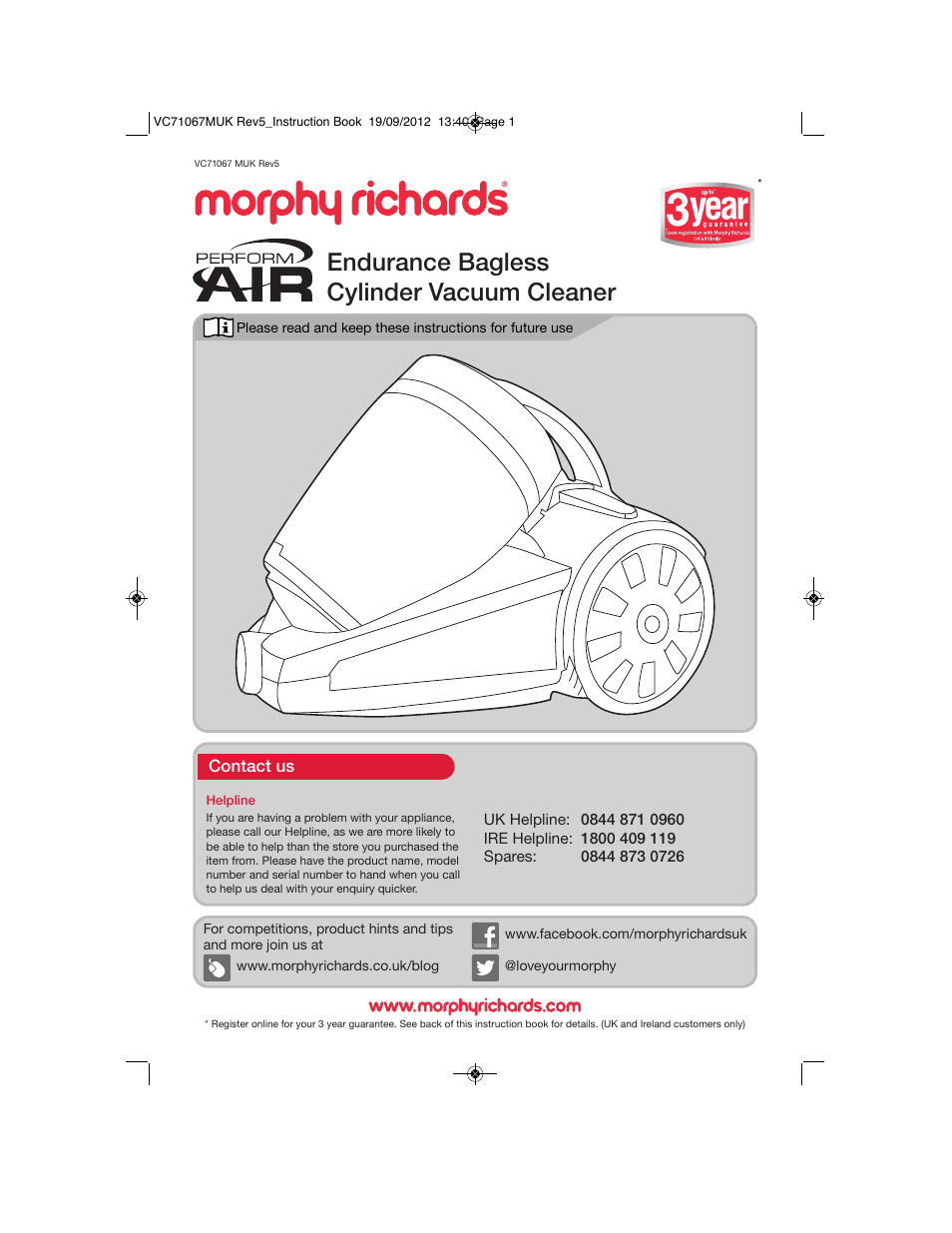 Morphy Richards VC71067 User Manual | 8 pages