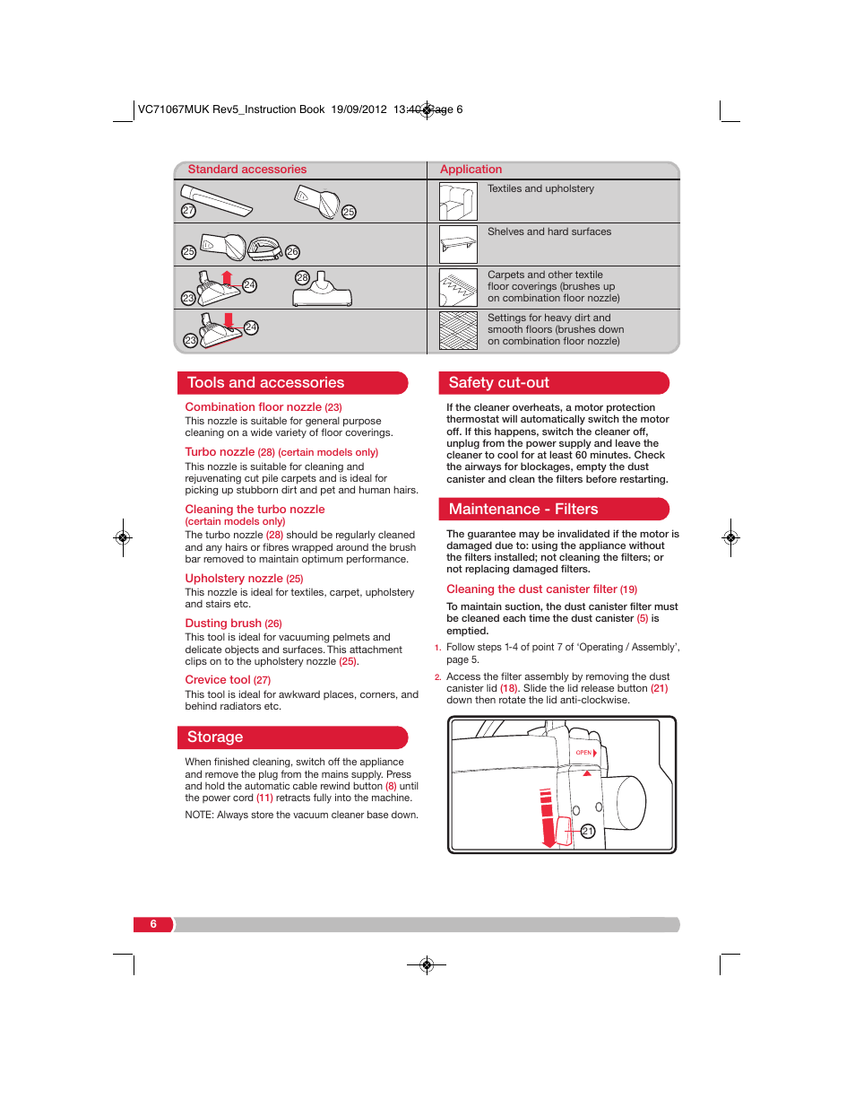 Morphy Richards VC71067 User Manual | Page 6 / 8