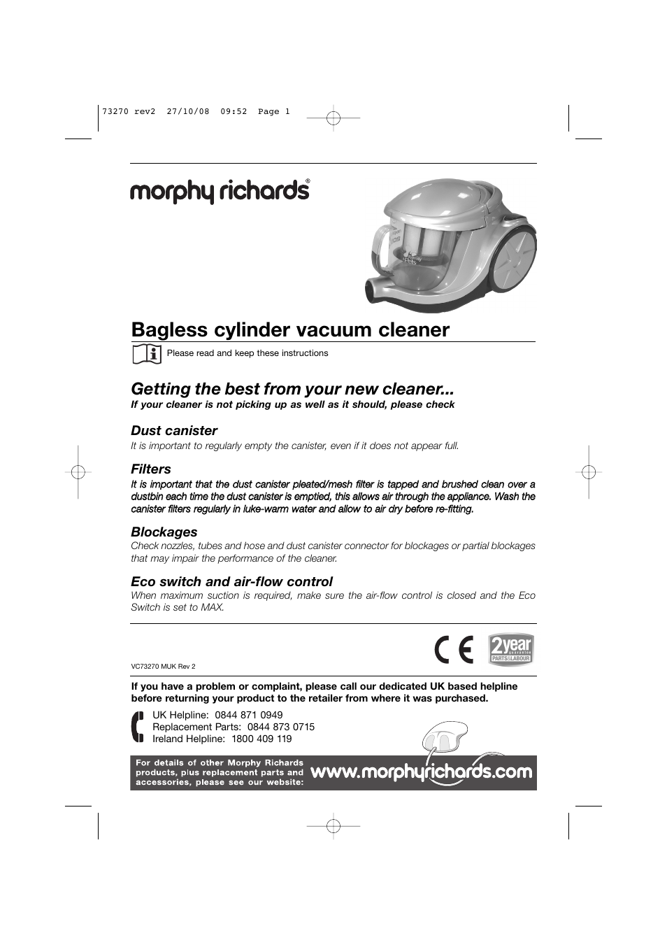 Morphy Richards 73270 User Manual | 8 pages