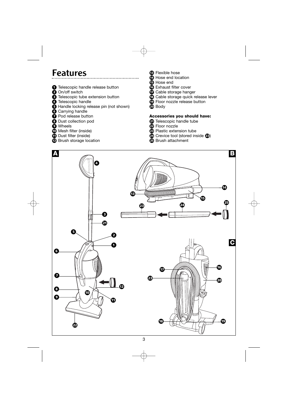 Features | Morphy Richards Pod vacuum cleaner User Manual | Page 3 / 8