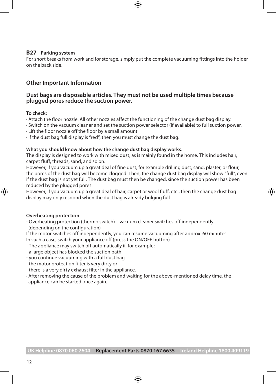 Morphy Richards Bagged cylinder Vacuum User Manual | Page 12 / 13