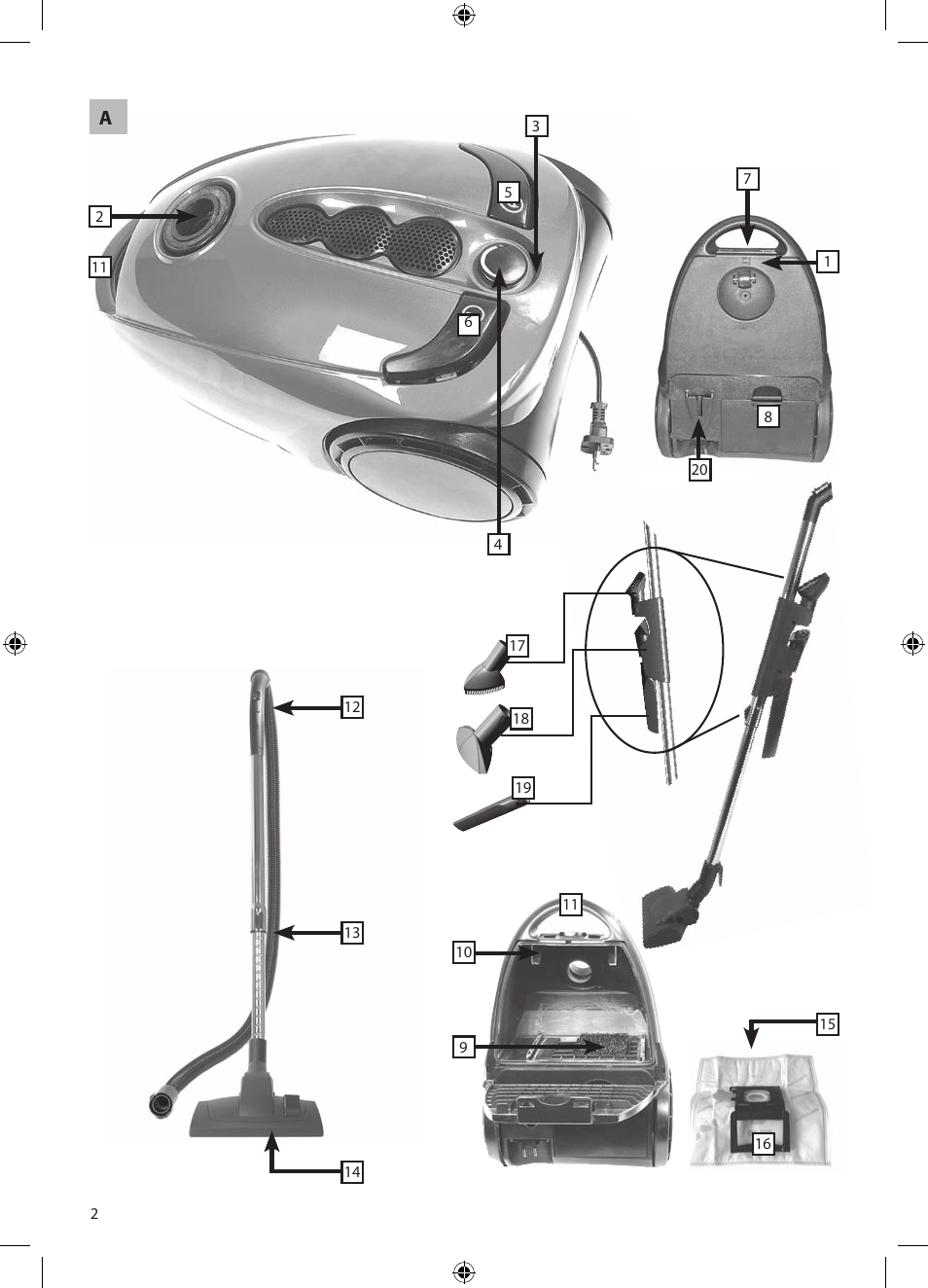 Morphy Richards Bagged cylinder Vacuum User Manual | Page 2 / 13