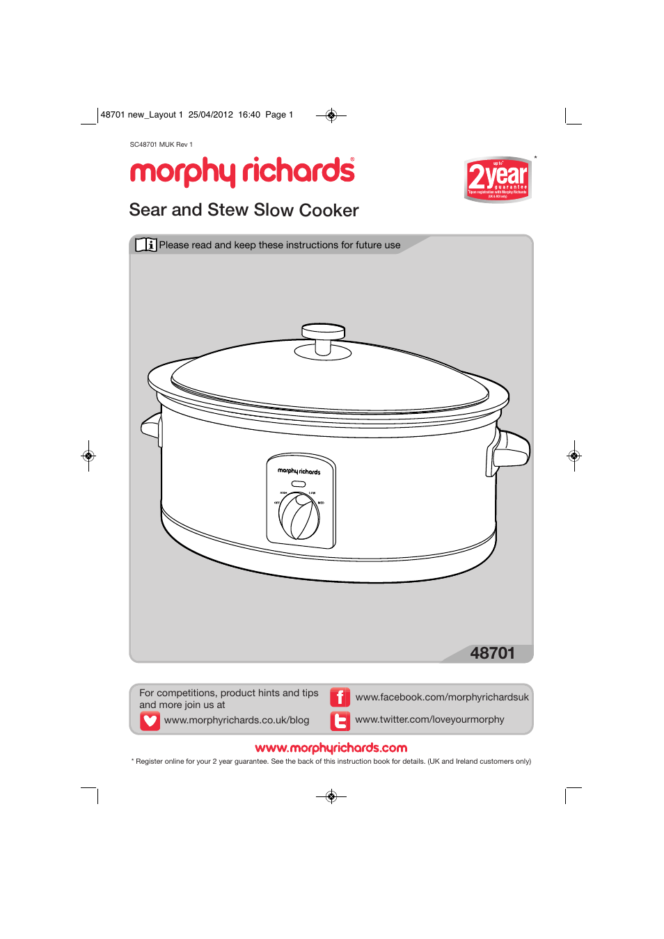 Morphy Richards SC48701 User Manual | 24 pages