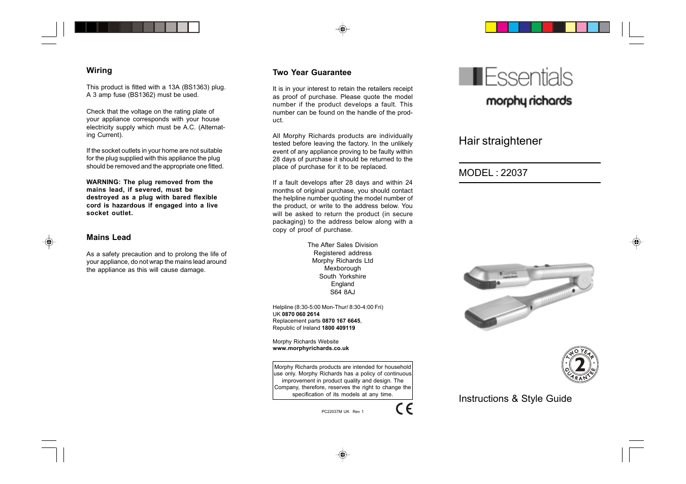 Morphy Richards 22037 User Manual | 6 pages