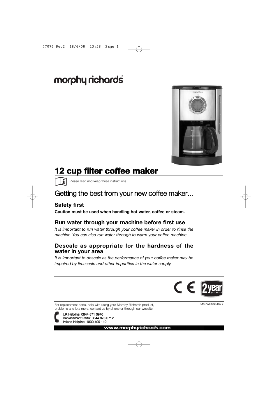 Morphy Richards 47076 User Manual | 8 pages