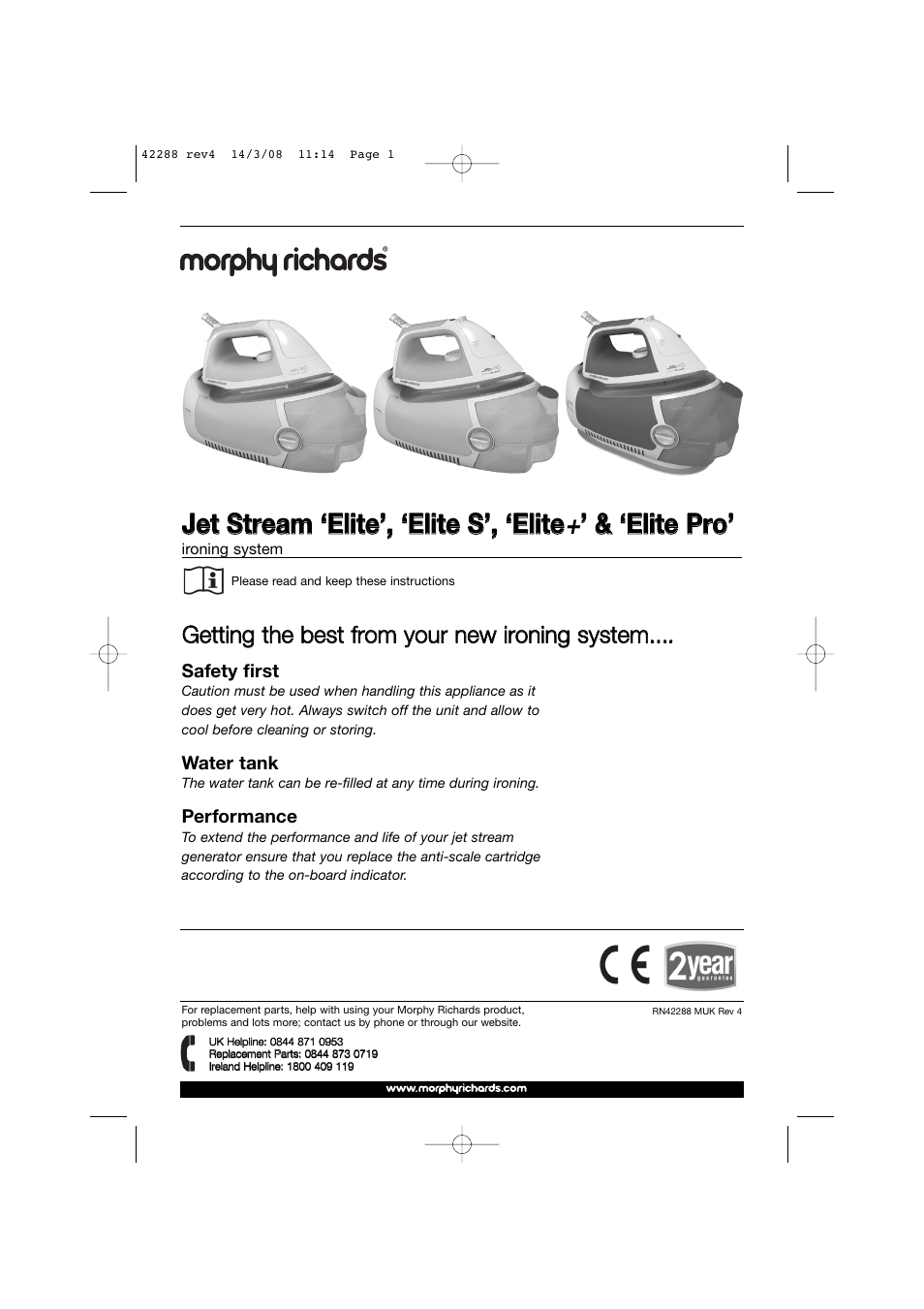 Morphy Richards ELITE S User Manual | 10 pages
