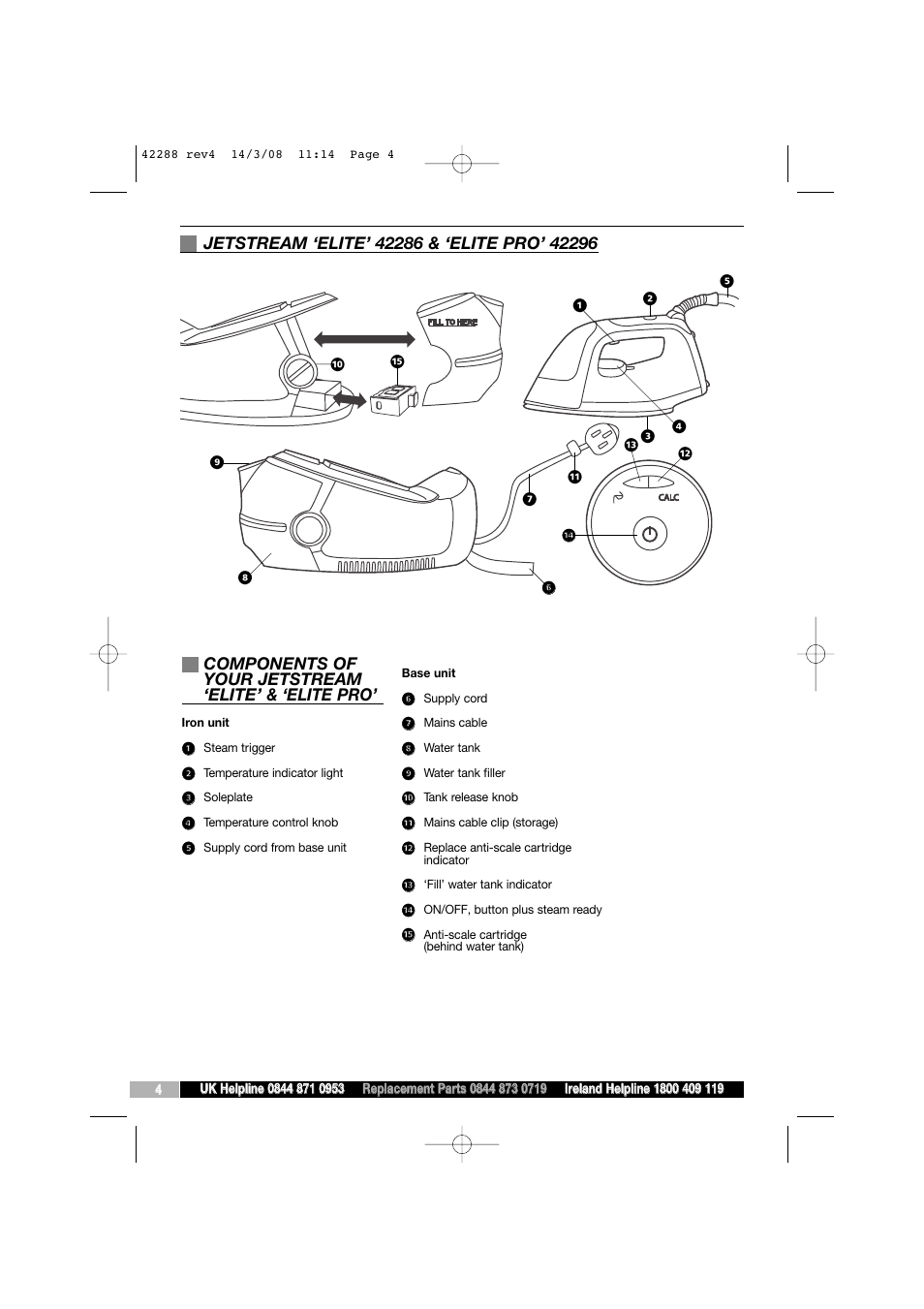 Components of your jetstream ‘elite’ & ‘elite pro | Morphy Richards ELITE S User Manual | Page 4 / 10