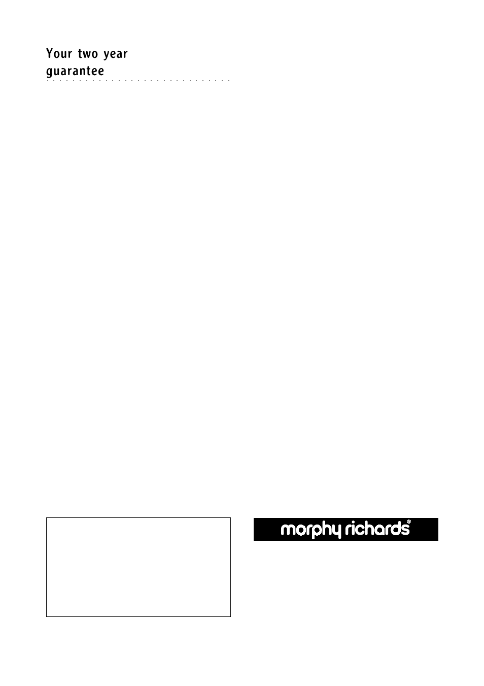 Your two year, Guarantee | Morphy Richards Round slow cooker User Manual | Page 12 / 12