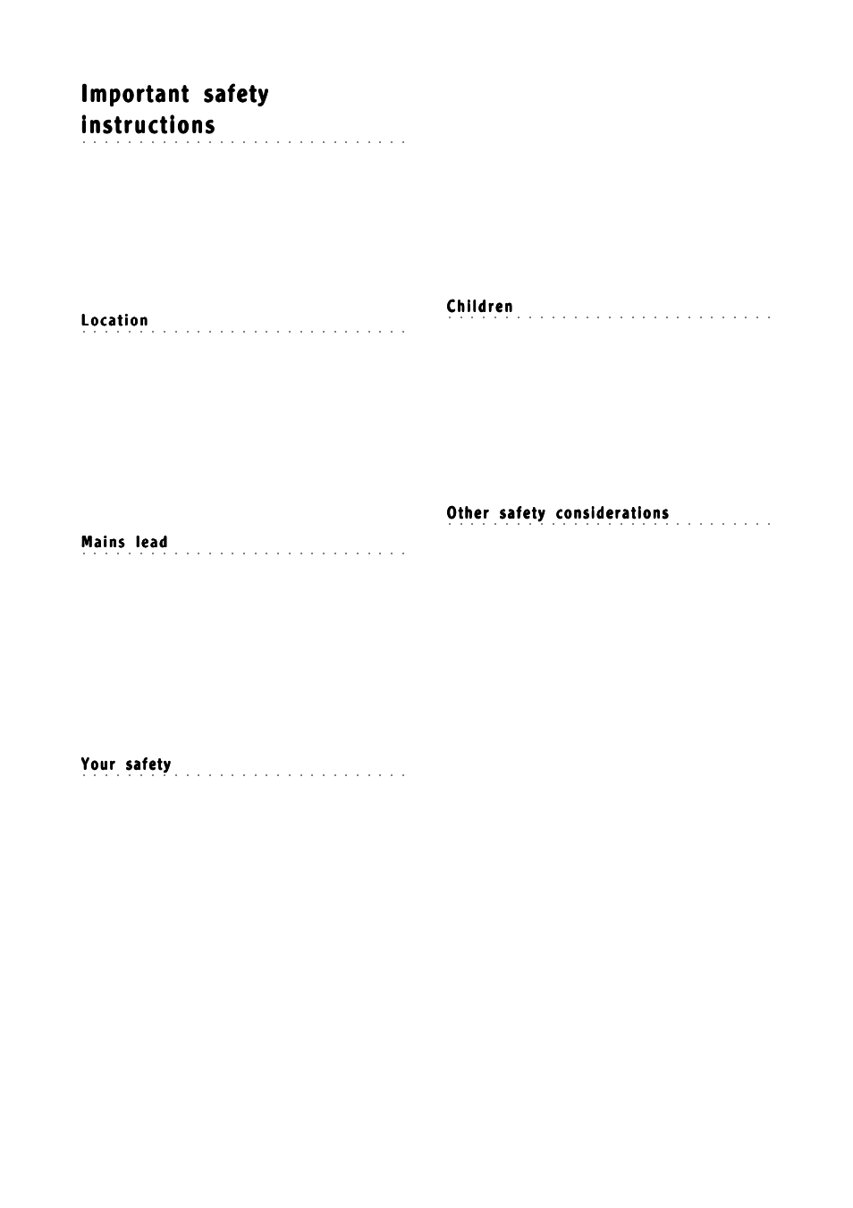 Important safety, Instructions, Location | Mains lead, Your safety, Children, Other safety considerations | Morphy Richards Round slow cooker User Manual | Page 2 / 12