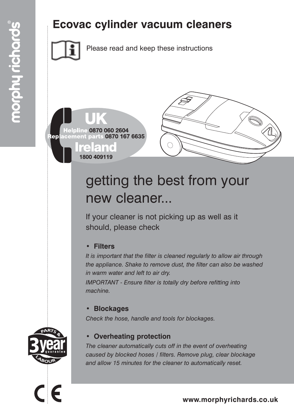 Morphy Richards Ecovac 70096 Rev 2 (Page 1) User Manual | 11 pages