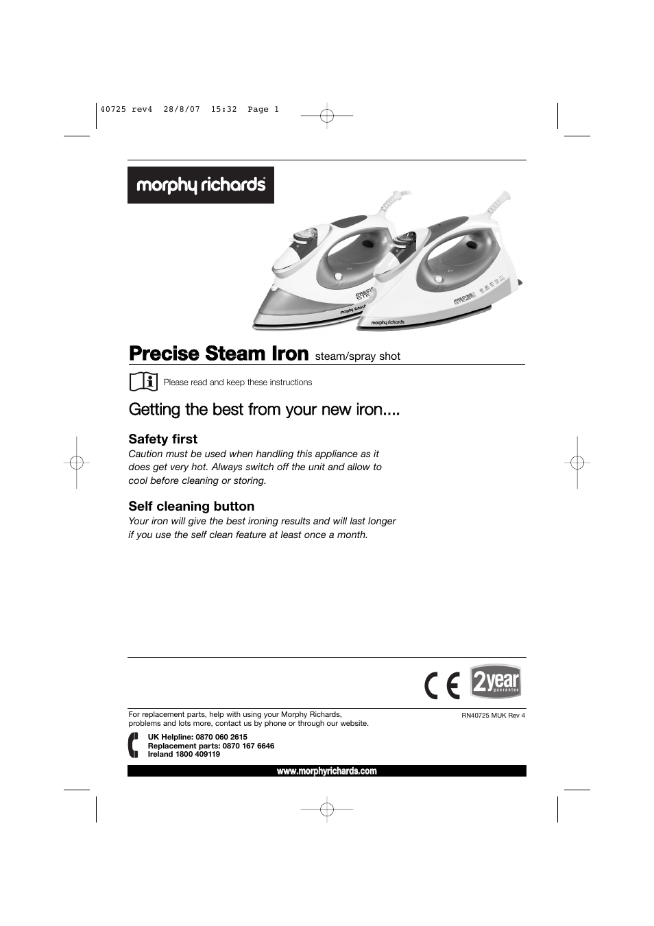 Morphy Richards 40725 User Manual | 8 pages