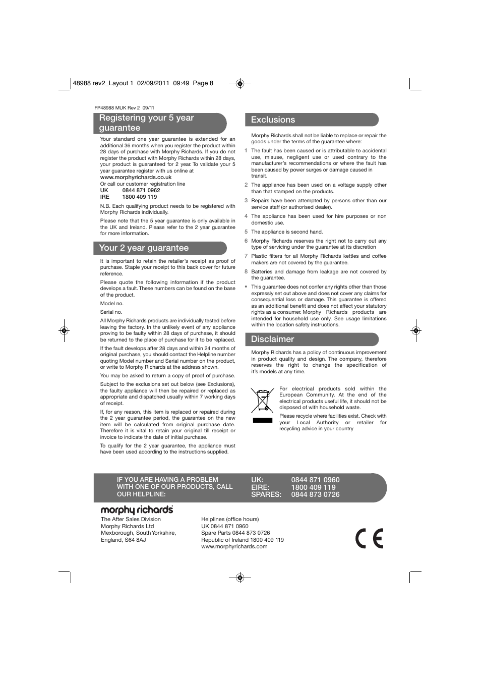 Morphy Richards FP48988 User Manual | Page 8 / 8